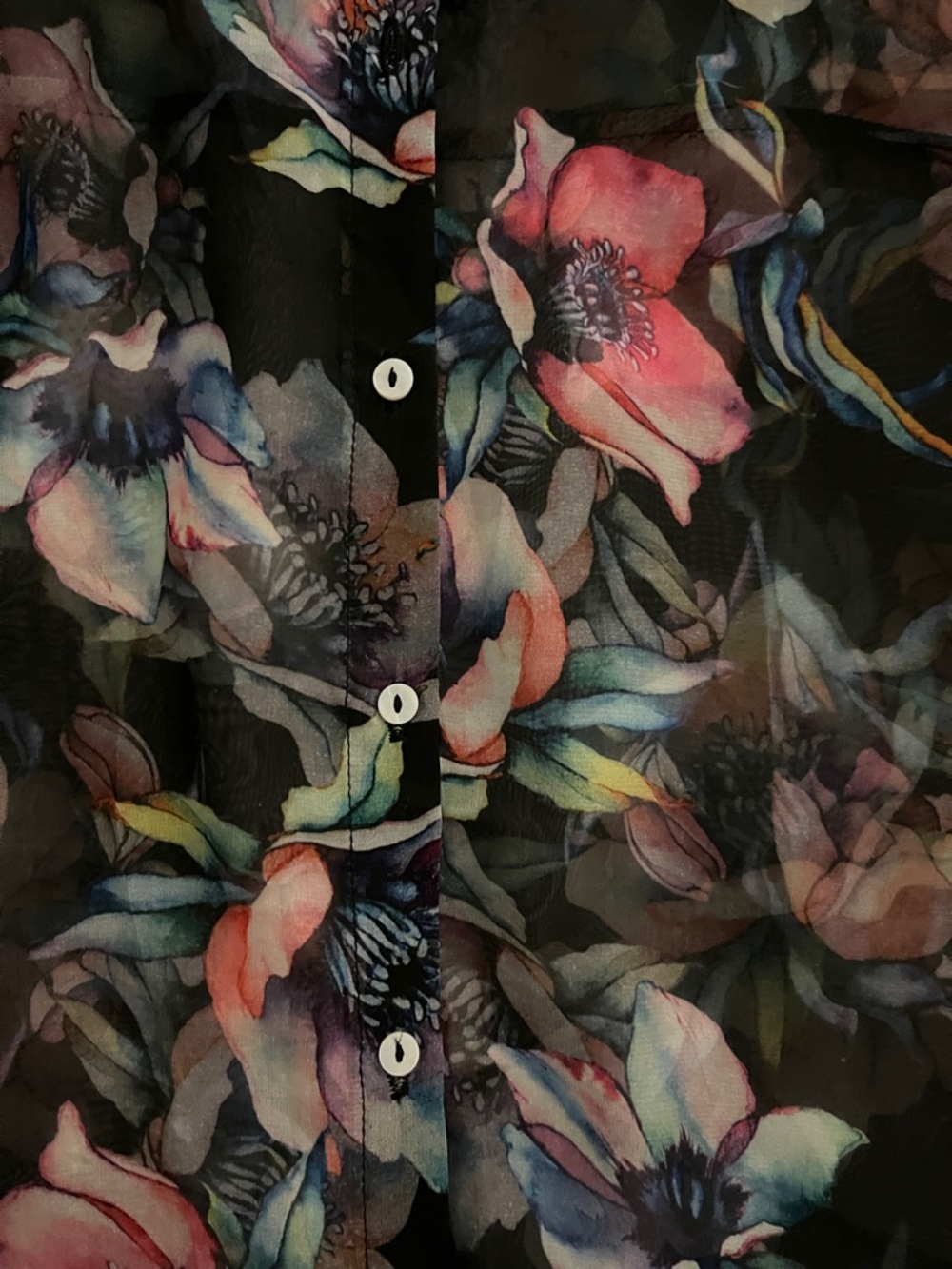 Bluheaven Sheer Floral Button-Down Shirt - Picture 3 of 6